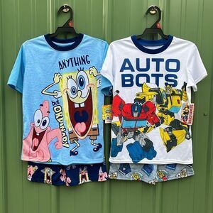 SpongeBob & Transformers Graphic Print Tee & Shorts Sleep 2, 2-Piece Sets Size M